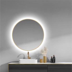Espejo Sharon round borde Dorado Ø800mm con Led