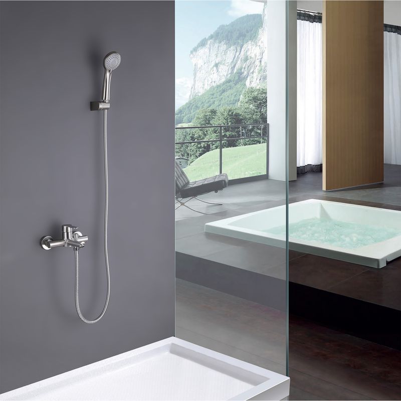 Baños-Griferia-Ducha-Tina-New-home-Expuesta-C-Ducha-Fono-Flexible-Soporte-Brushed