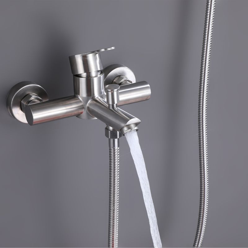 Baños-Griferia-Ducha-Tina-New-home-Expuesta-C-Ducha-Fono-Flexible-Soporte-Brushed