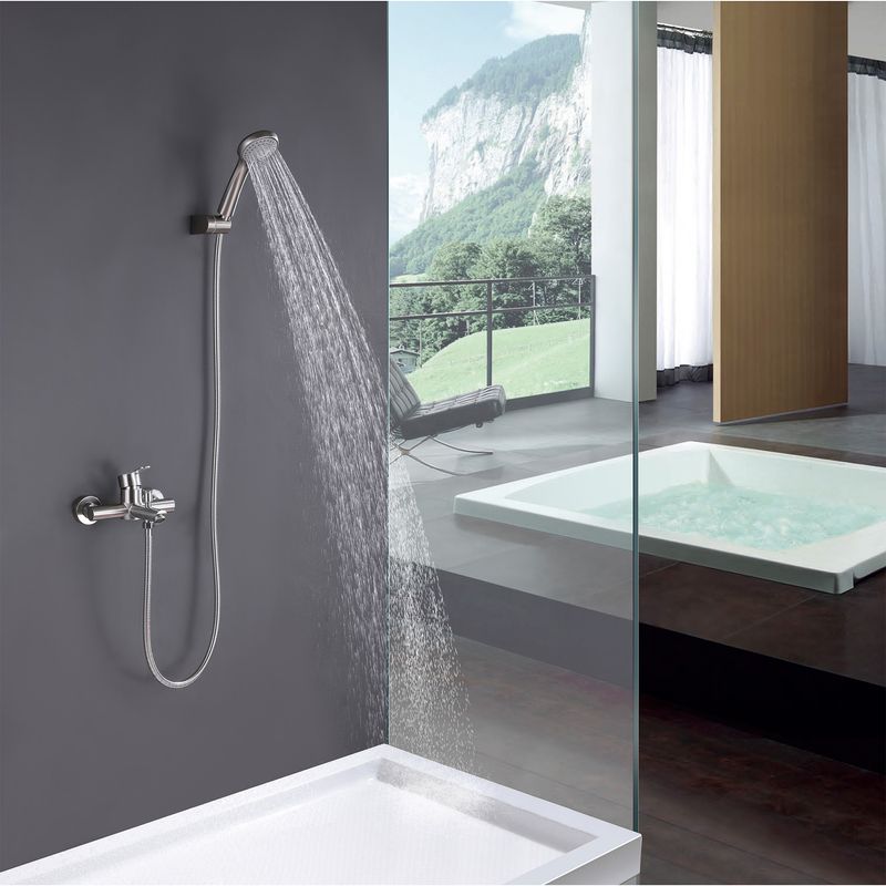 Baños-Griferia-Ducha-Tina-New-home-Expuesta-C-Ducha-Fono-Flexible-Soporte-Brushed