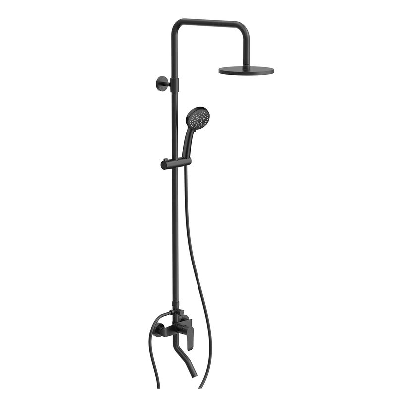 Baños-Colmuna-de-ducha-tina-con-set-de-ducha-Negro-mate