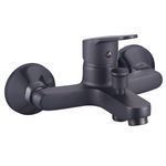 Baños-Griferia-Ducha-Tina-Style-Expuesta-Con-Set-Soporte-Ducha-Negro-Mate