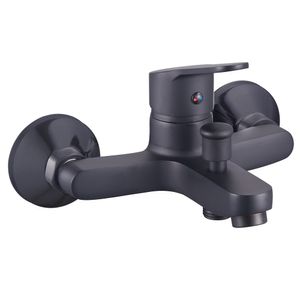 Griferia Ducha Tina Style Expuesta Con Set Soporte Ducha Negro Mate