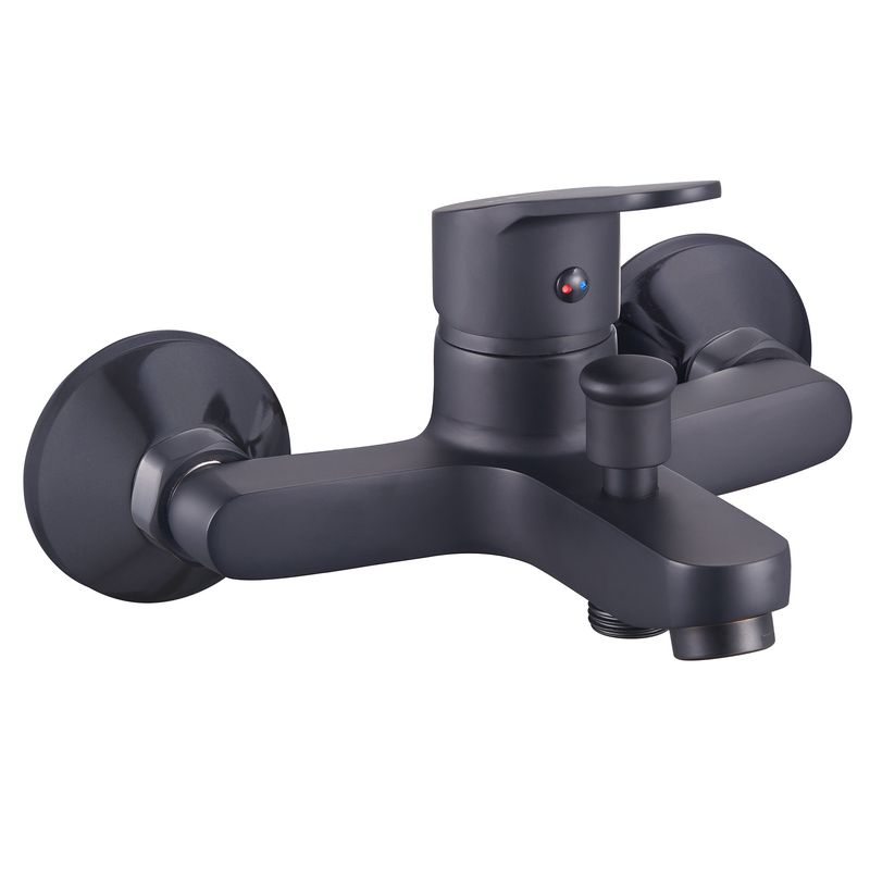 Baños-Griferia-Ducha-Tina-Style-Expuesta-Con-Set-Soporte-Ducha-Negro-Mate
