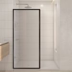 Baños-Mampara-de-Ducha-Canale-con-Vidrio-Fijo-Texturizado-Negro-Mate-900x1900-mm