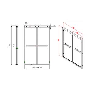 Mampara Artemisa Ducha Doble Corredera Vidrio Templado Reversible Perfil Cromado 1200x1950 mm