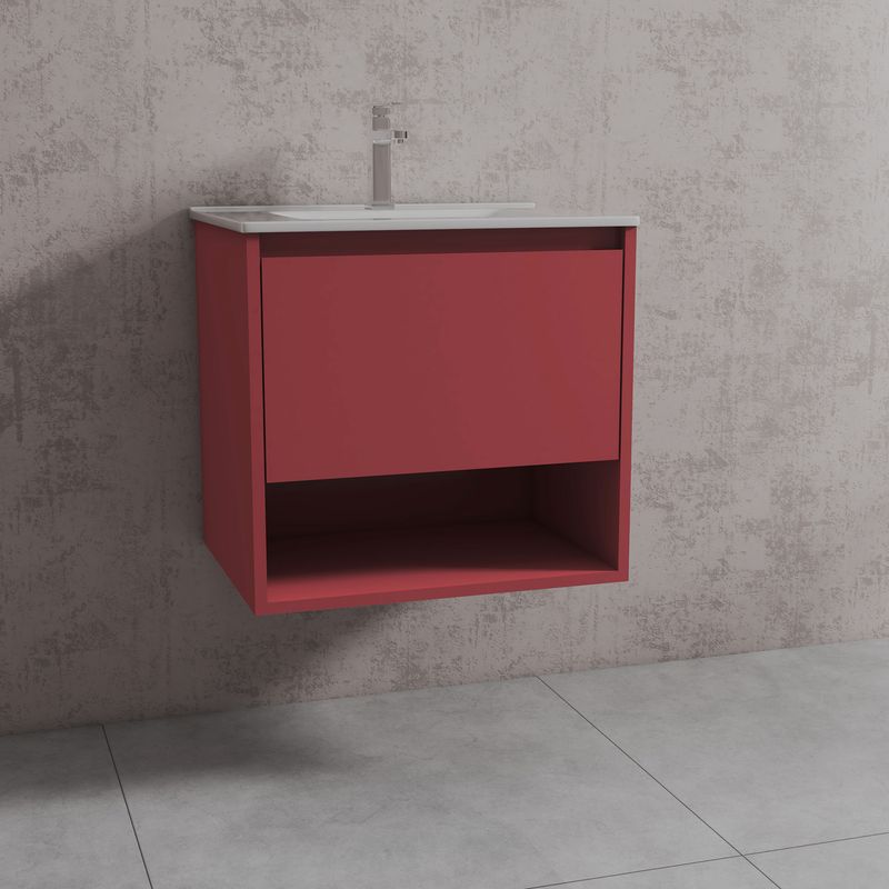 Baños-Mueble-de-Baño-Delfos-Color-un-Cajon-y-Repisa-con-Lavamanos-Terracota-600-mm