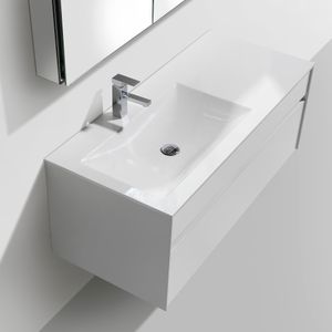 Mueble De Baño Sunset 1200 Blanco Lacado con Lavamanos Izquierdo y Rebalse