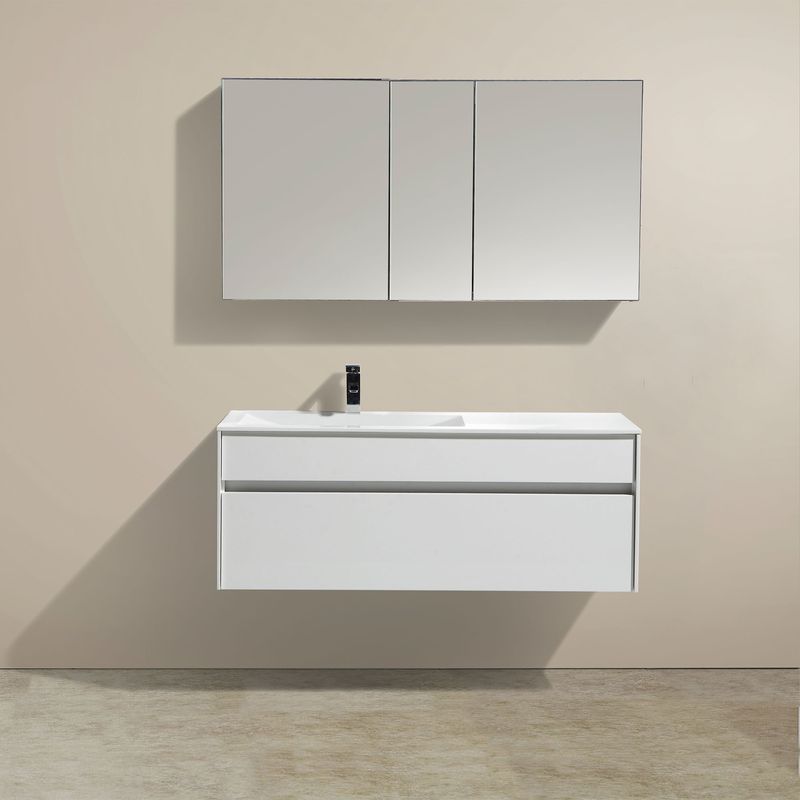 Baños-Mueble-De-Baño-Sunset-1200-Blanco-Lacado-con-Lavamanos-Izquierdo-y-Rebalse