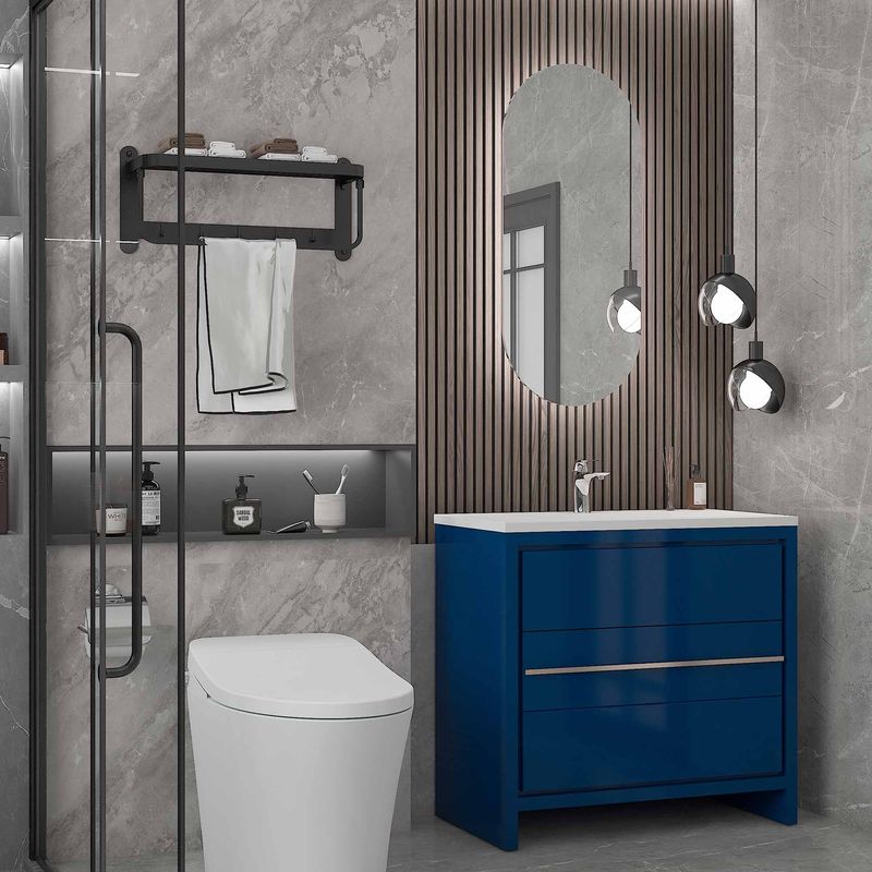 Baños-Mueble-De-Baño-Avant-90-Cm-2-Cajones-Deep-Blue-con-Lavamanos