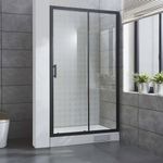 Baños-Mampara-Micenas-1-Puerta-fija-y-1-Corredera-Negro-Mate-1500-mm