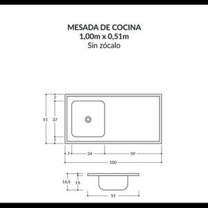 Cubierta De Mármol Sintético con Lavaplatos Beige 1000x510 mm