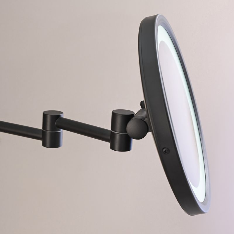 Baños-Espejo-Muro-Redondo-con-Aumento-y-Led-Negro-Mate