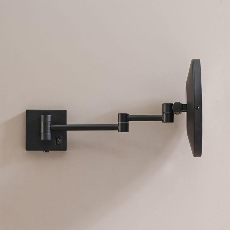 Baños-Espejo-Muro-Redondo-con-Aumento-y-Led-Negro-Mate