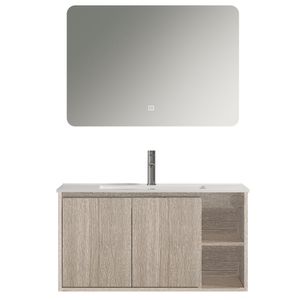 Mueble de Baño Nepal 2 Puertas y Repisa con Lavamanos Brown Wood 900 mm
