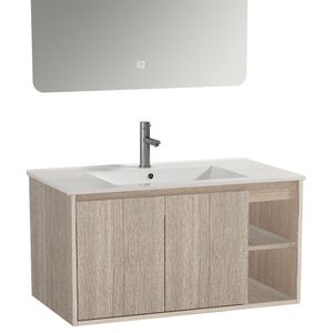 Mueble de Baño Nepal 2 Puertas y Repisa con Lavamanos Brown Wood 900 mm