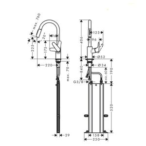 Grifería Cocina Focus M41 2 Jet 73880000 Cromo
