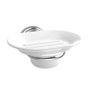 Jabonera de Pared Carmen de Porcelana Soporte Cromado 100x134x60 mm