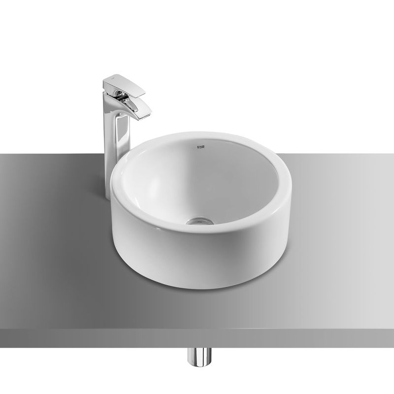 Baños-Lavamanos-Sobre-Cubierta-Circular-Terra-Blanco-390-mm