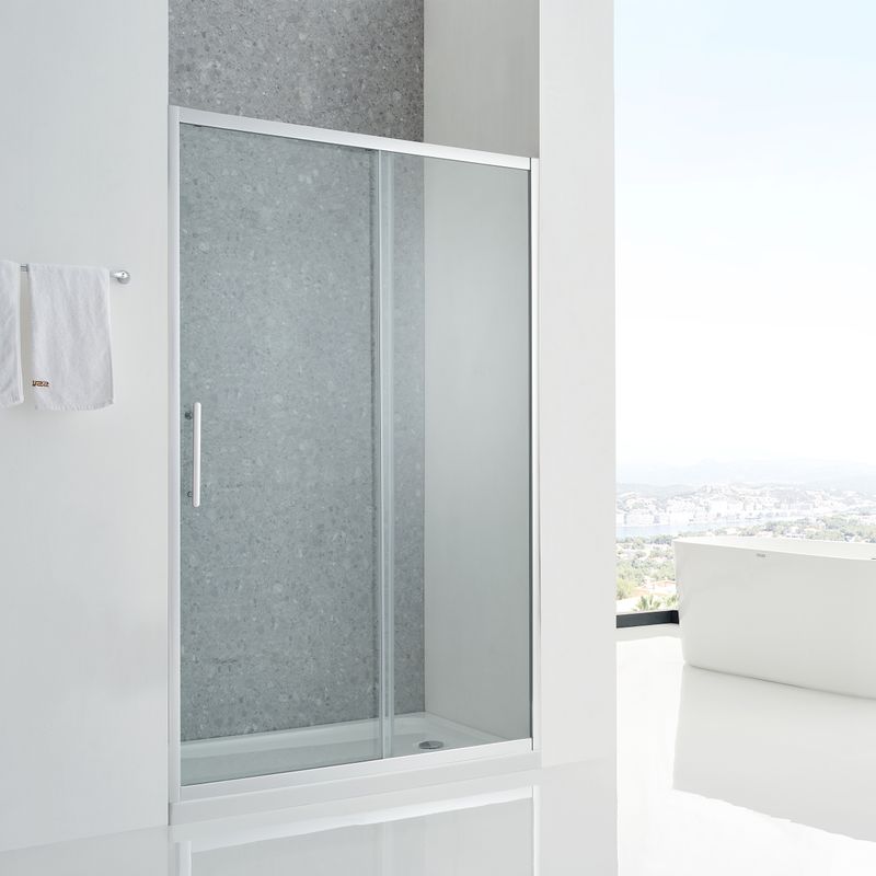Baños-Mampara-Ducha-de-Vidrio-Templado-Aura-Perfil-Cromado-1400x1950mm-