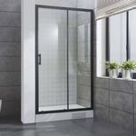Baños-Mampara-Corredera-Receptaculo-Negro-Mate-1600-mm
