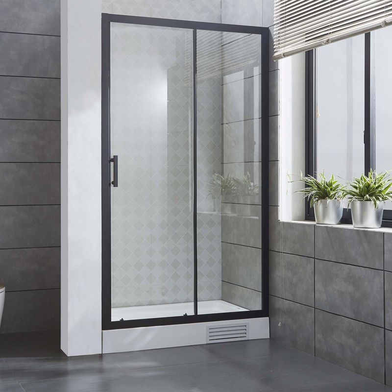 Baños-Mampara-Corredera-Receptaculo-Negro-Mate-1600-mm
