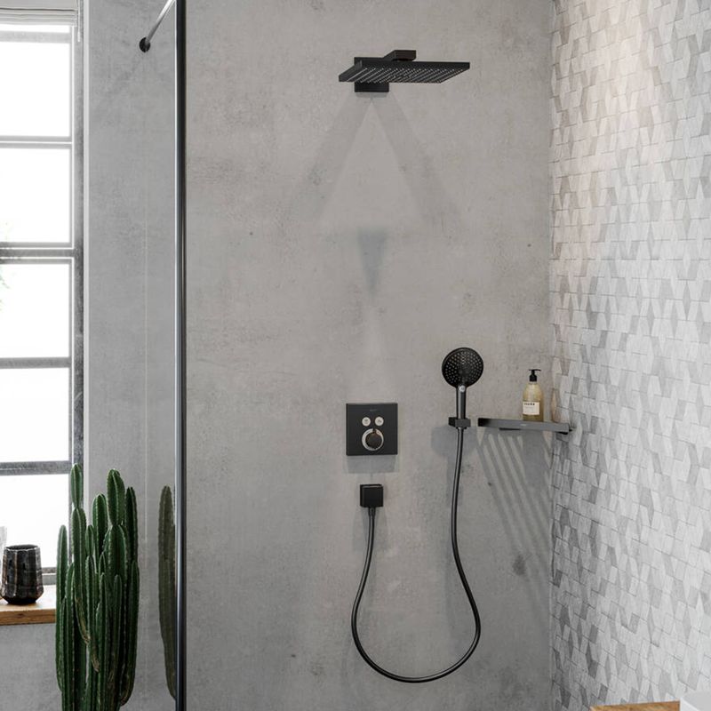 Baños-Plato-Ducha-Raindance-E-Cuadrado-30-cm-1-Jet-C-Brazo-26238670-Negro-Mate