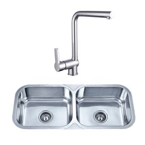 Pack Lavaplatos Bronx Doble + Grifería Cocina Trento Ext