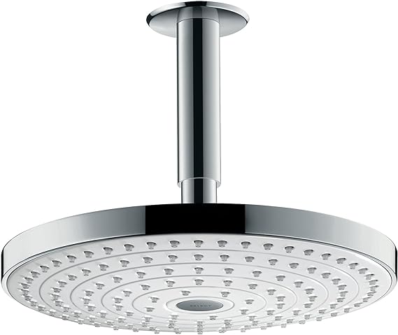 Baños-Plato-Ducha-Fija-Cielo-Raindance-Select--Redonda-24-cm-C-Brazo-Blanco-Cromo
