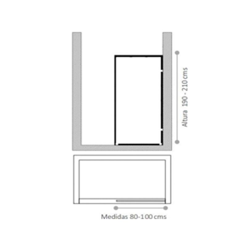 Baños-Mampara-de-Ducha-Civita-con-Vidrio-Fijo-Terminaciones-Negro-Mate-800x1900-mm