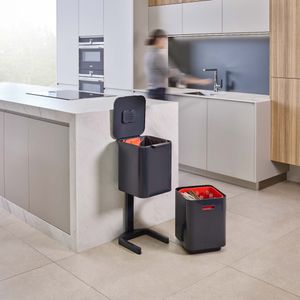 Basurero Reciclaje Totem 2 Grafito Orange 40 Lt