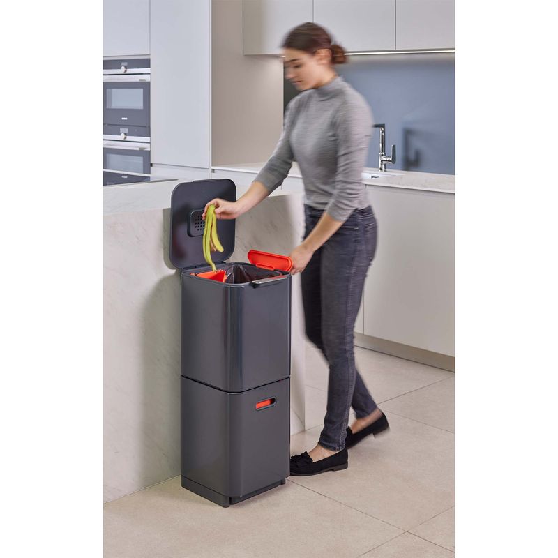 Cocina-Basurero-Reciclaje-Totem-2-Grafito-Orange-40-Lt