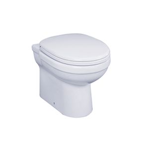 WC Atlantis Fluxor Entrada Posterior Descarga Muro con Asiento Elongado y Fijaciones Blanco