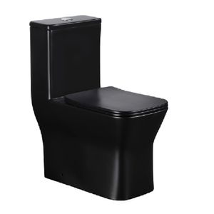 WC One Piece Square Negro Mate a Piso 30 con Asiento y Fijaciones