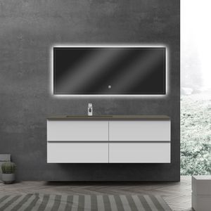 Mueble City Gris Brillante con Lavamanos Izquierdo 1400x500x520 mm