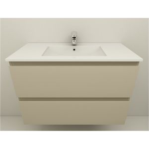 Mueble de Baño Delfos dos Cajones y Repisa con Lavamanos Base Mink Grey Mate 900 mm