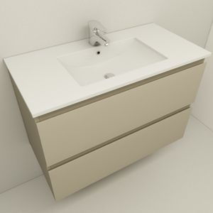 Mueble de Baño Delfos dos Cajones y Repisa con Lavamanos Base Mink Grey Mate 900 mm