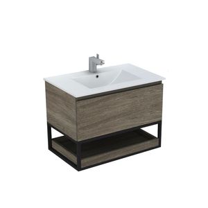 Mueble de Baño Delfos un Cajón y Repisa Bandeja Deslizante con Lavamanos Base Cinder 900 mm