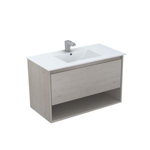 Mueble de Baño Delfos un Cajón y Repisa con Lavamanos Base Light Oak 800 mm