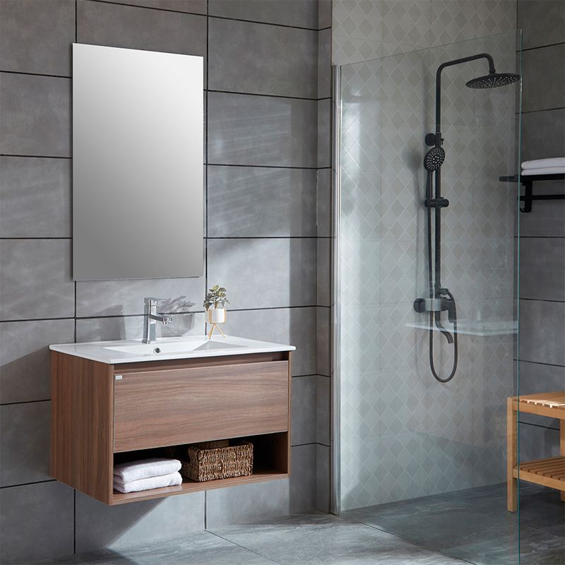 Baños-Mueble-de-Baño-Queen-Cajon-y-Repisa-con-Lavamanos-y-Fijaciones-Choco-700-mm