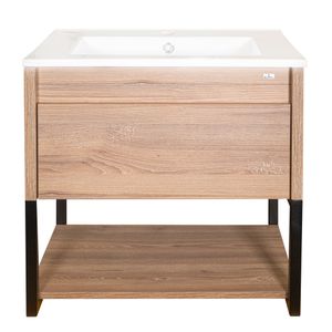 Mueble de Baño Ralf con Lavamanos Suspendido Color Café con 1 Cajón y 1 Repisa 600x550 mm