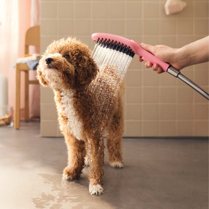Baños-Ducha-de-Mano-para-Mascotas-Dogshower-3-Jet-Rosado