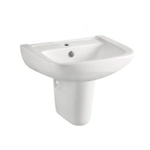 Lavamanos Olimpia con Rebalse Semi Pedestal Rectangular Blanco