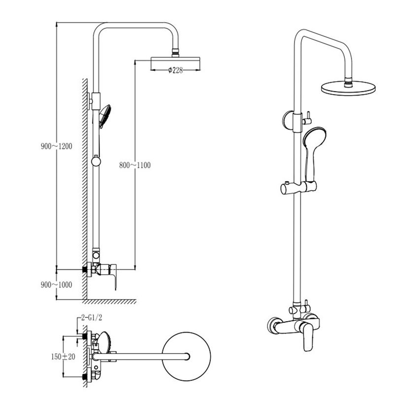Baños-Columna-Ducha-Urban-25-cm-Antique-Bronze
