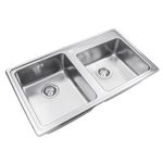 Cocina-Lavaplatos-Doble-Quadra-Q085A-Rectangular-con-Rebalse-Cromado