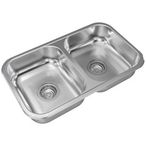 Lavaplatos Doble C28/18 Rectangular Bajo Cubierta con Rebalse Cromado