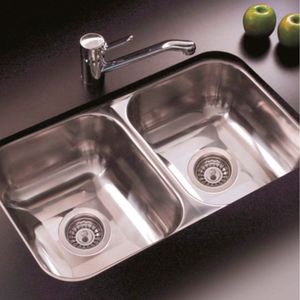 Lavaplatos Doble C28/18 Rectangular Bajo Cubierta con Rebalse Cromado