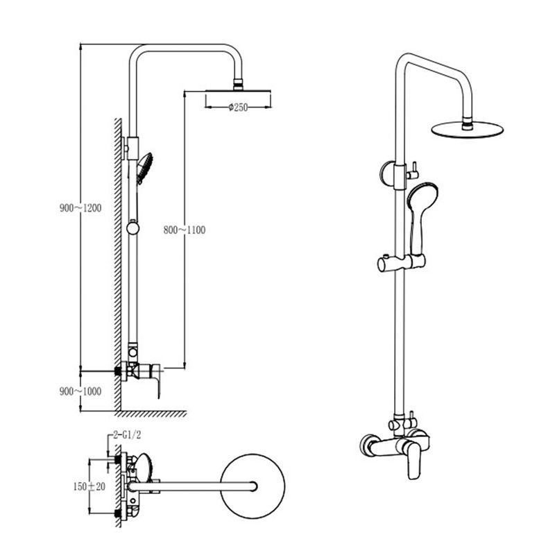 Baños-Columna-Ducha-Urban-N-23-Cm-Negro-Mate