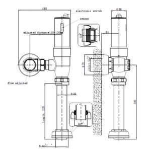 Fluxor urinario Public expuesto Sensor electrónico a batería Cromado