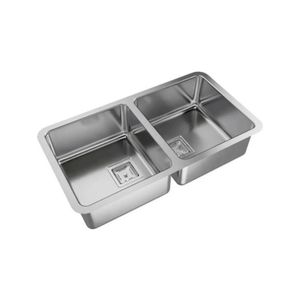 Lavaplatos Doble Q76 Rectangular Bajo Cubierta con Rebalse Cromado
